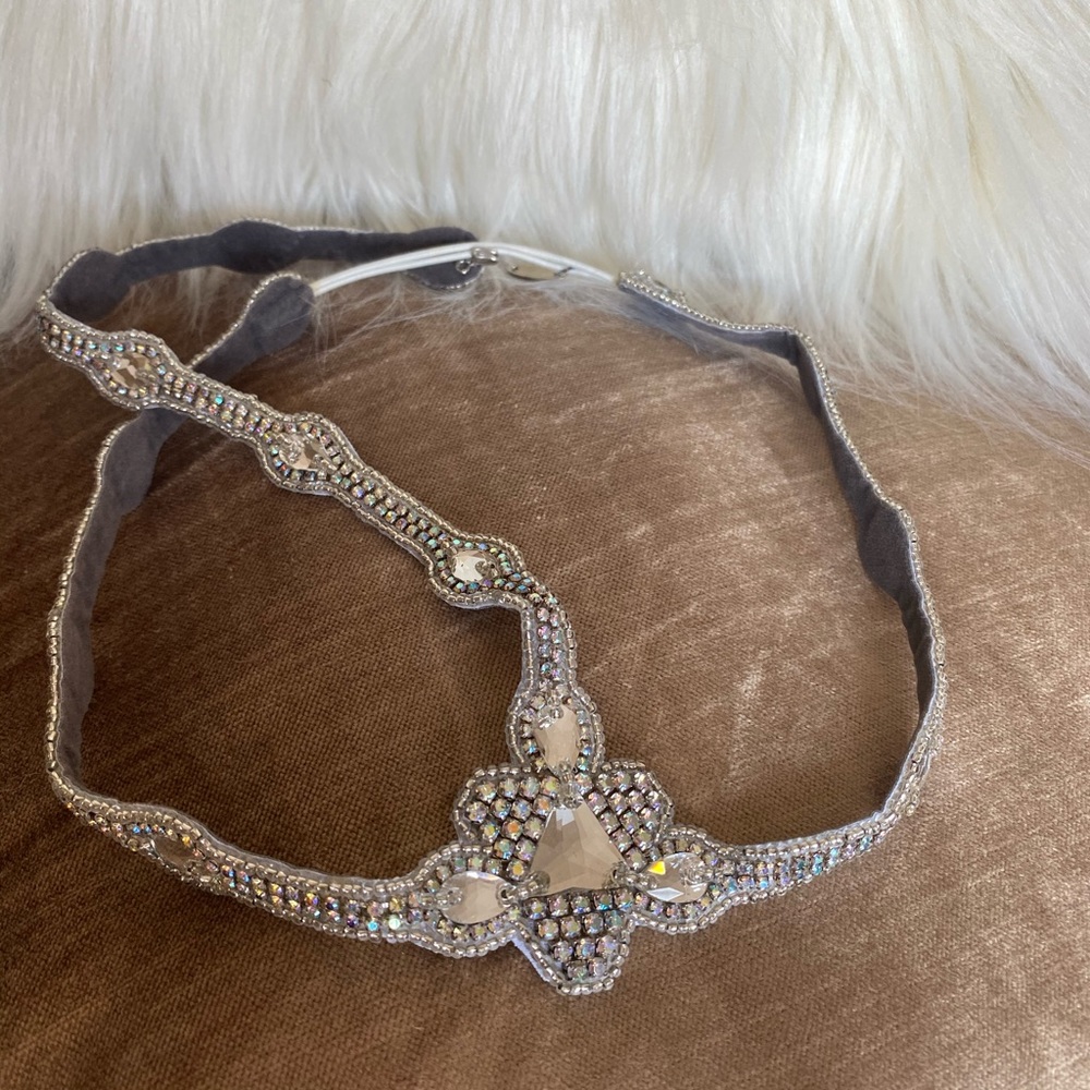 Pink pewter beaded headband